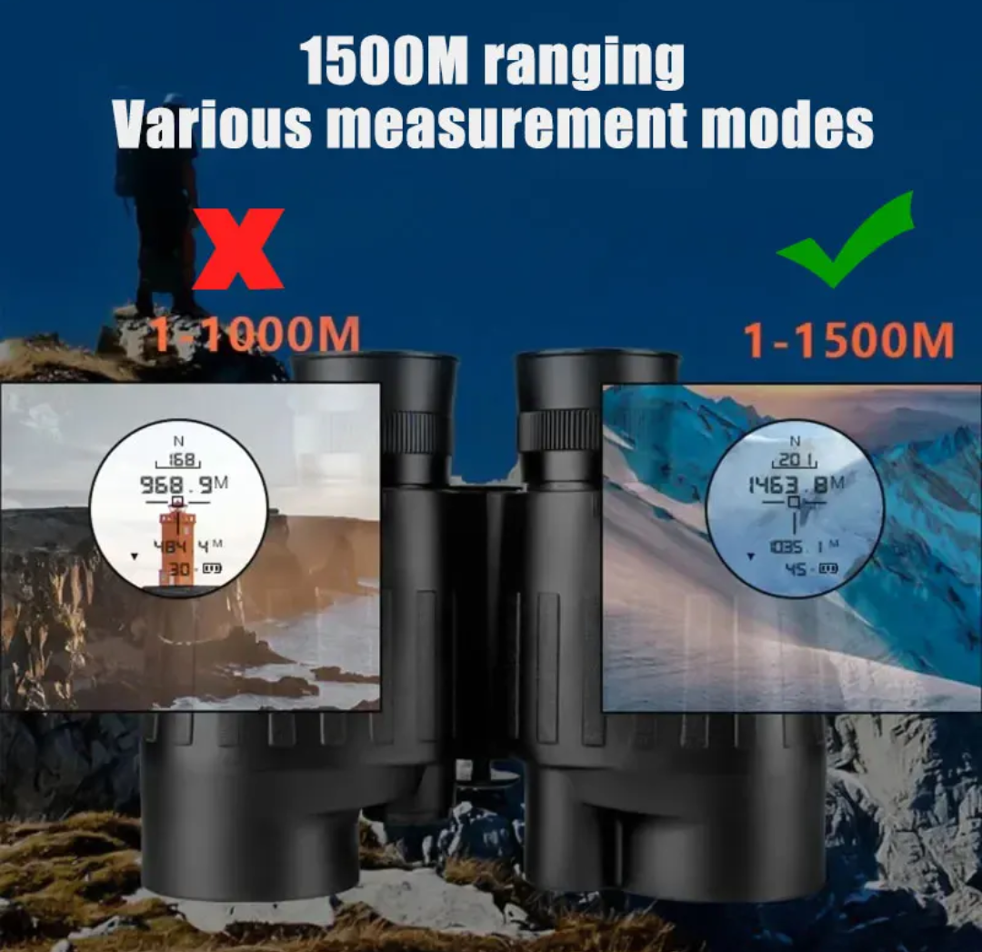 1500m Marine UHD Binoculars 8x40 Laser Ranging Paul Prism System Psudocolour & compass FOV 8°