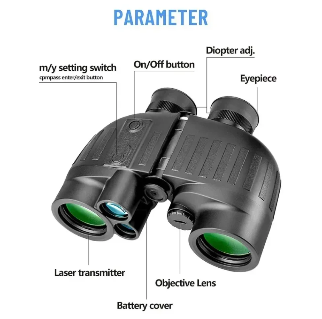 1500m Marine UHD Binoculars 8x40 Laser Ranging Paul Prism System Psudocolour & compass FOV 8°