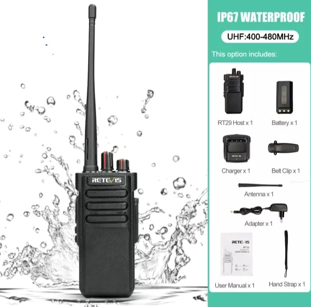 IP67 Waterproof Walkie Talkie RETEVIS RT29 10W Radio Receiver Long
